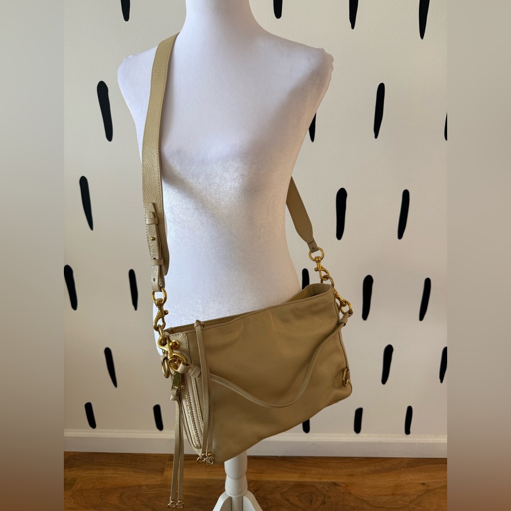 Rebecca Minkoff Beige Leather Crossbody with Gold Hardware